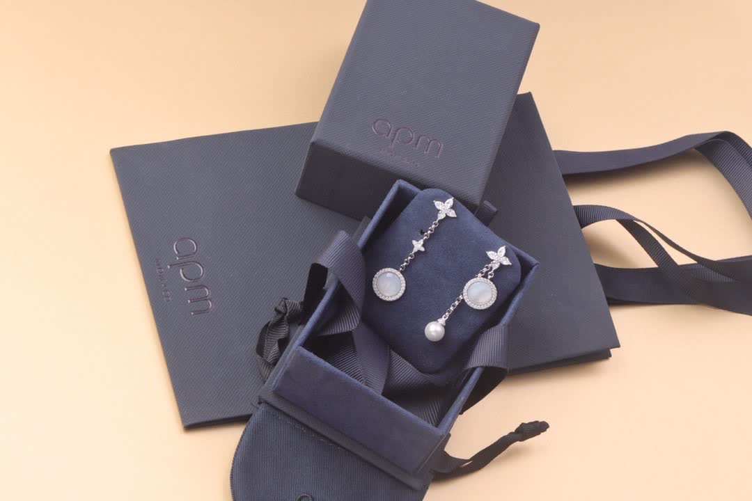 APM Monaco Moonstone and Pearl Earrings